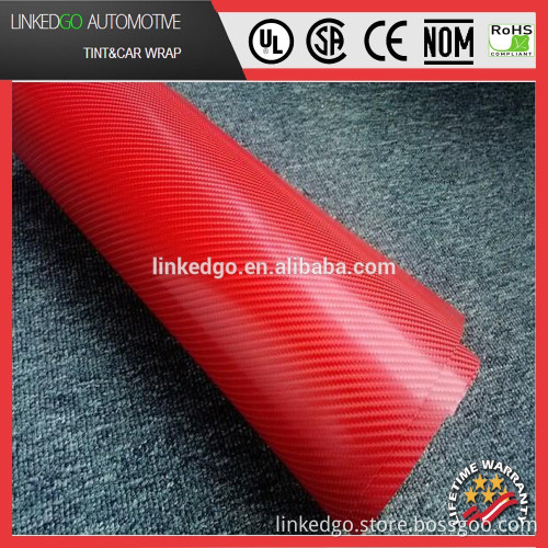 Good Air Bubble Free 1.52*30M Polymeric Wholesales 4D Red Carbon Fiber Vinyl